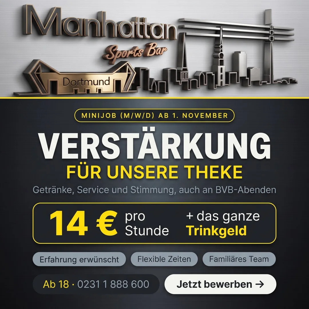 Minijob an der Theke in Dortmund: Wir suchen dich ab 1. November
